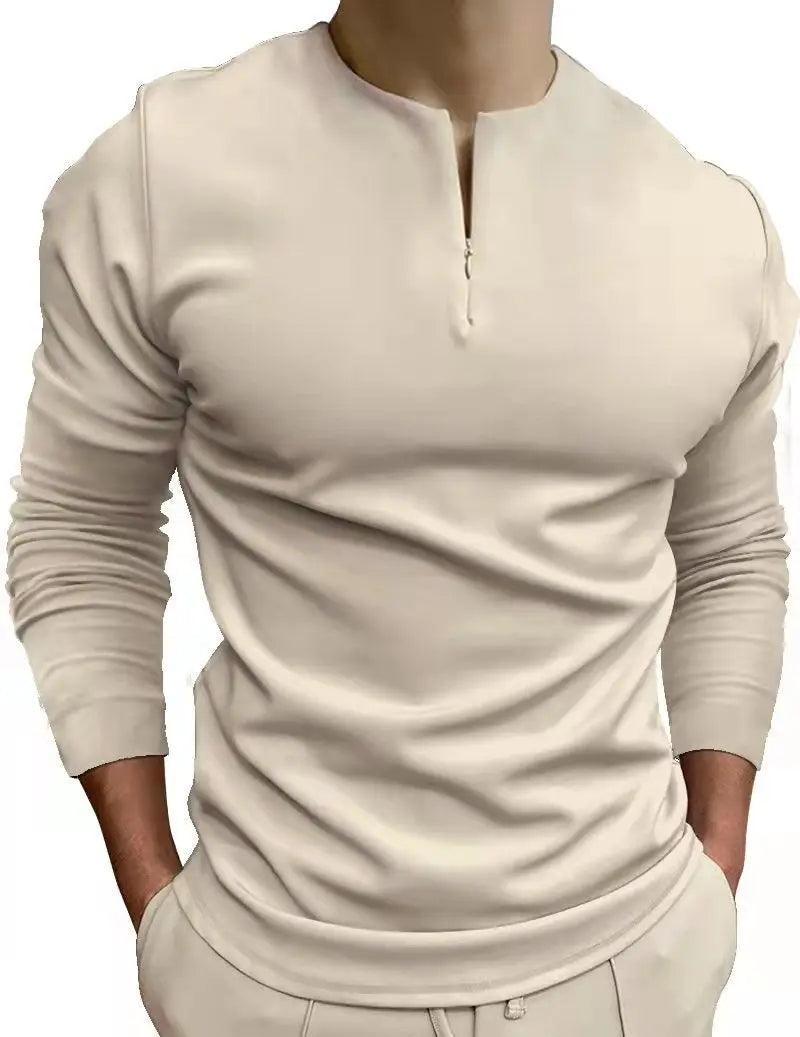 JOSHUA | HALF ZIP SWEATER MET RONDE KRAAG | BEIGE - Van Dam Boutique