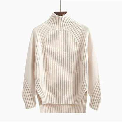 ELIZABETH |GEBREIDE TRUI MET RONDE HALSLIJN | GEEL - Van Dam Boutique